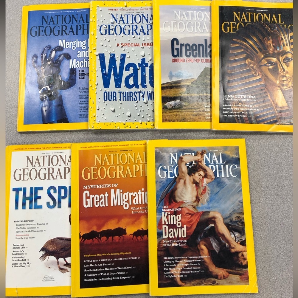 Lot of 7 National Geographic Magazines 2010
